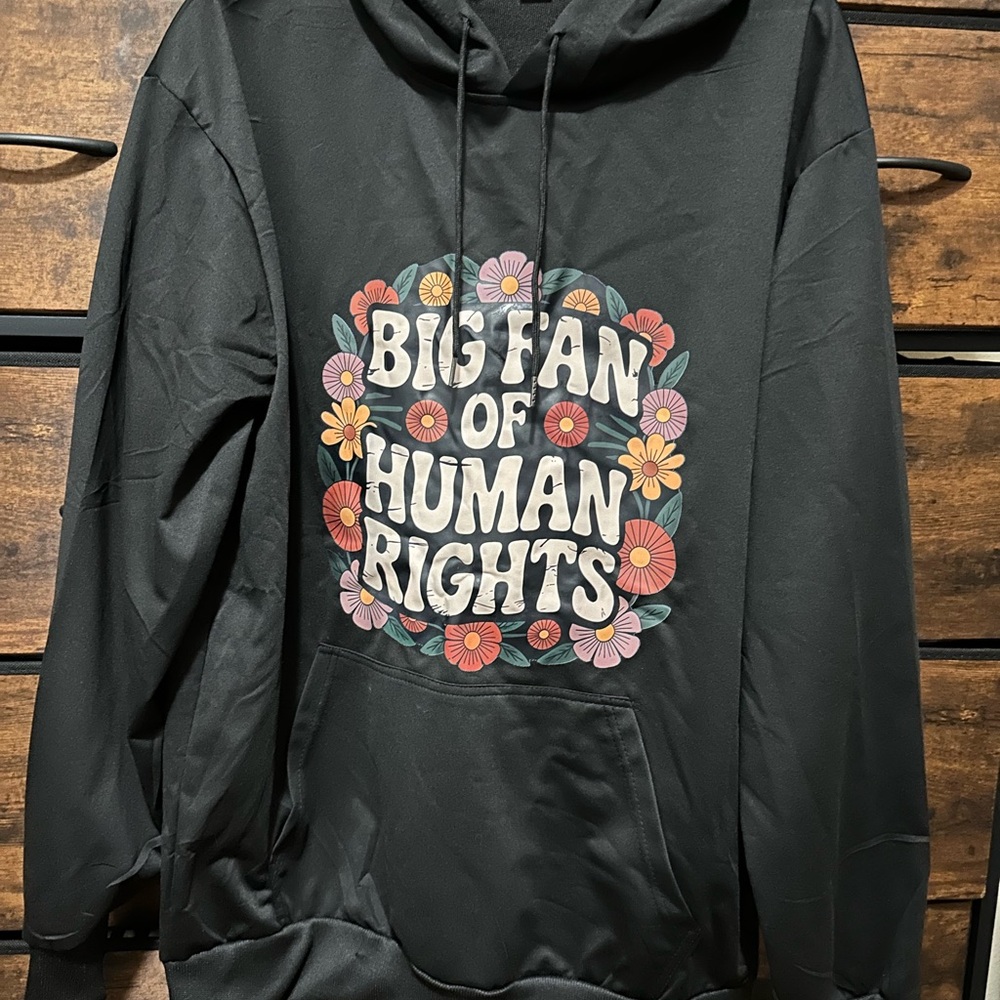 Black Hoodie with Human Rights Graphic